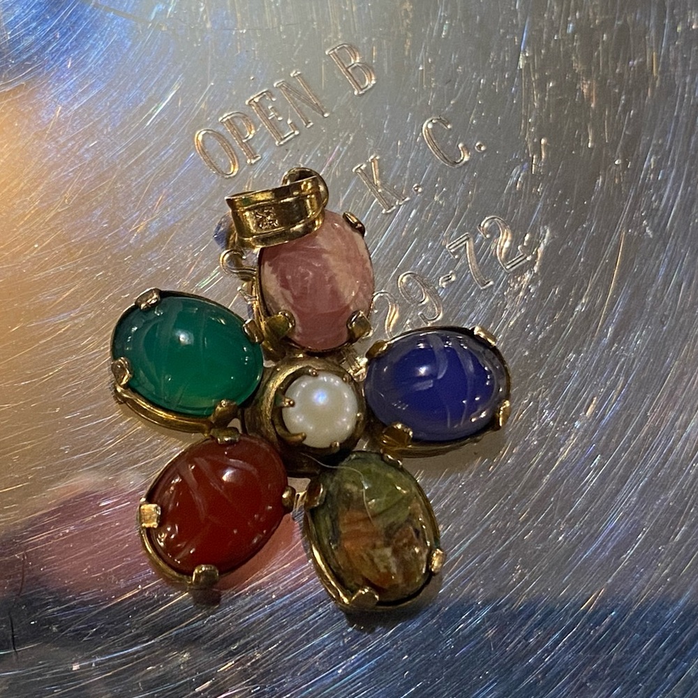 Vintage flower scarab pendant
